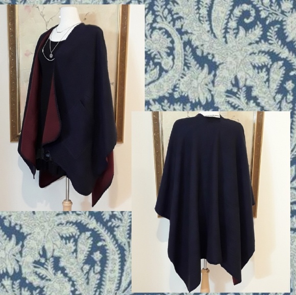 NEW Cozy Warm Soft  Reversible  Poncho Wrap - Picture 8 of 9